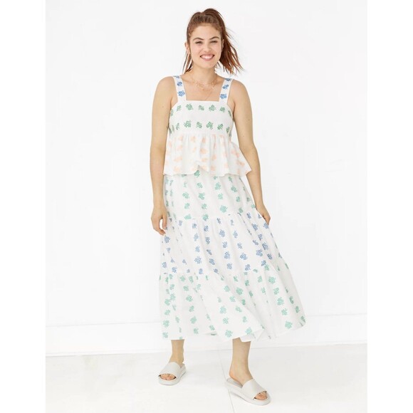 American Eagle Outfitters Dresses & Skirts - American Eagle Boho Cotton Linen Blend Floral Tiered Crop Tank Maxi Skirt Set L